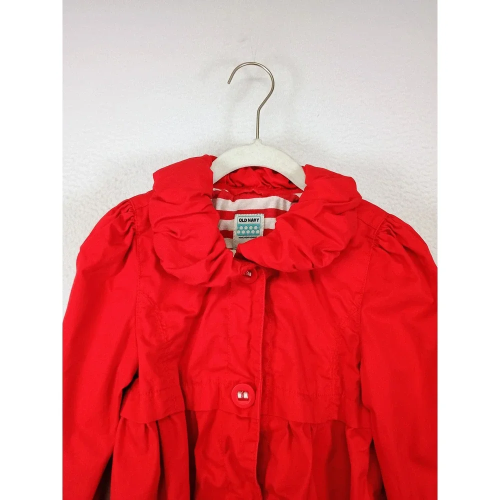 Coquette‎ Balletcore Old Navy Kids 5T Red Ruffle Collar Puff Sleeve Windbreaker